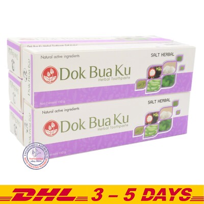 Pack 5 : Twin Lotus Dok Bua Ku SALT HERBAL Toothpaste Natural Ingredients 150g