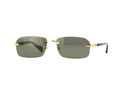 Gucci GG1221S 001 Unisex Square Sunglasses in Black/Gold with Grey