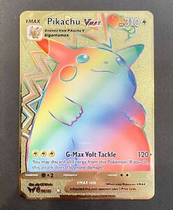 Pikachu Rainbow VMAX Pokemon Card Rainbow Metal Gold SWSH Vivid Voltage