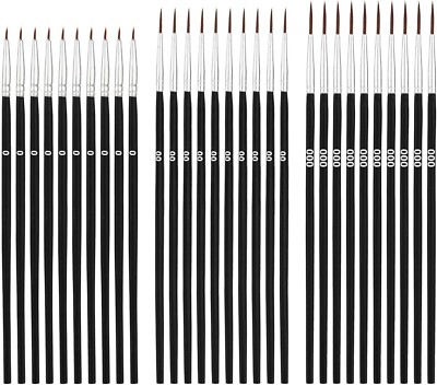 30Pcs Detail Paint Brushes, Fine Tip Paint Brush with 3 Sizes #0#00#000 Mini 