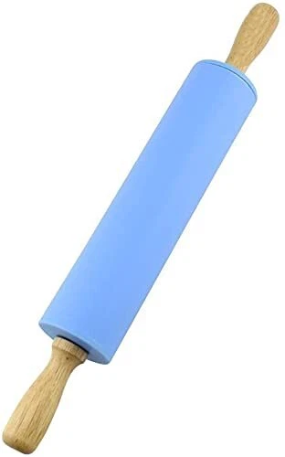 Wooden Handle Silicone Rolling Pin Non Stick Surface