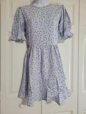 ASOS Influence frill hem mini dress in blue ditsy floral print Size US 4 NWT