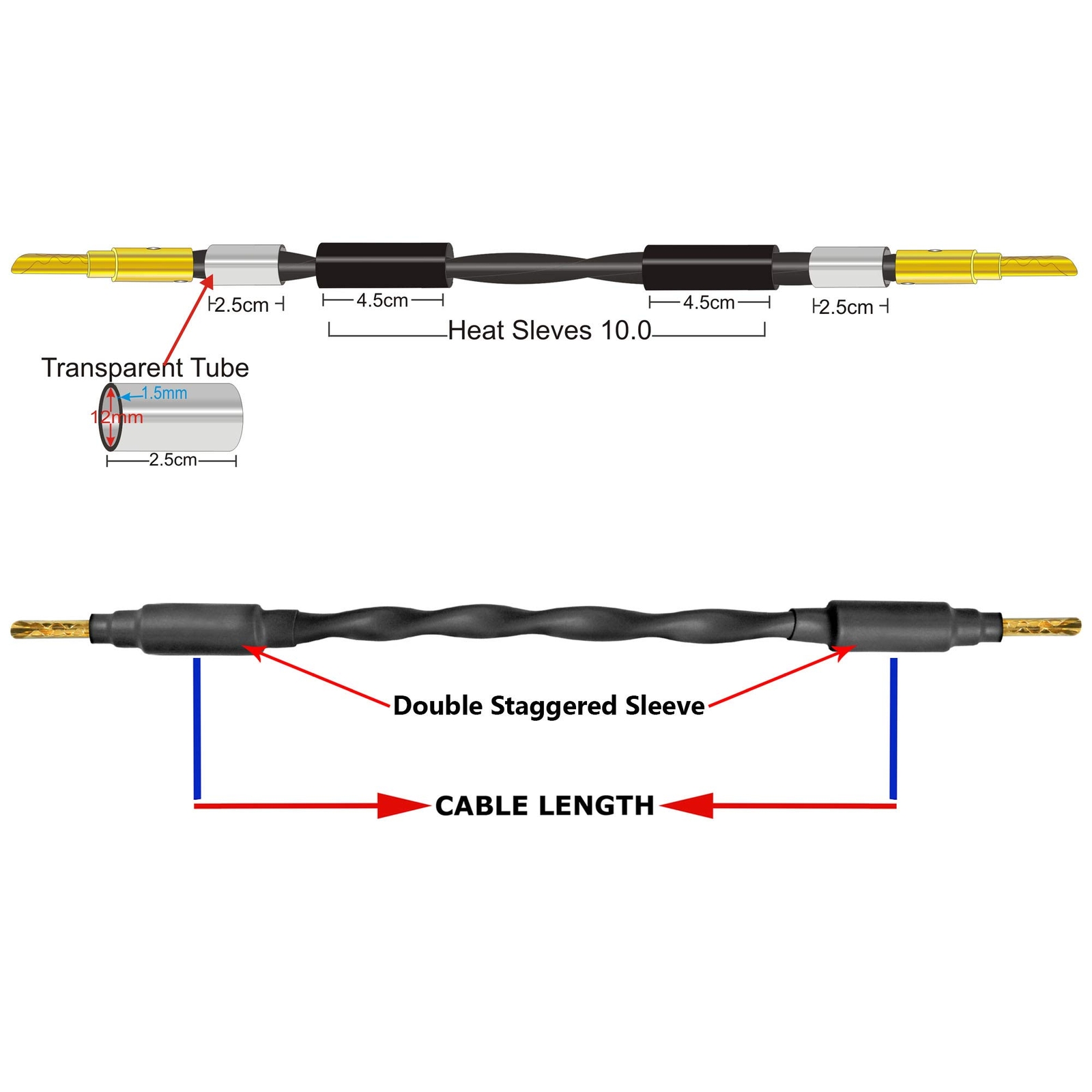 Worlds Cables 4 Units 6 Inch Canare 4s11 “ Audiophile Grade 11awg Hifi Speaker J