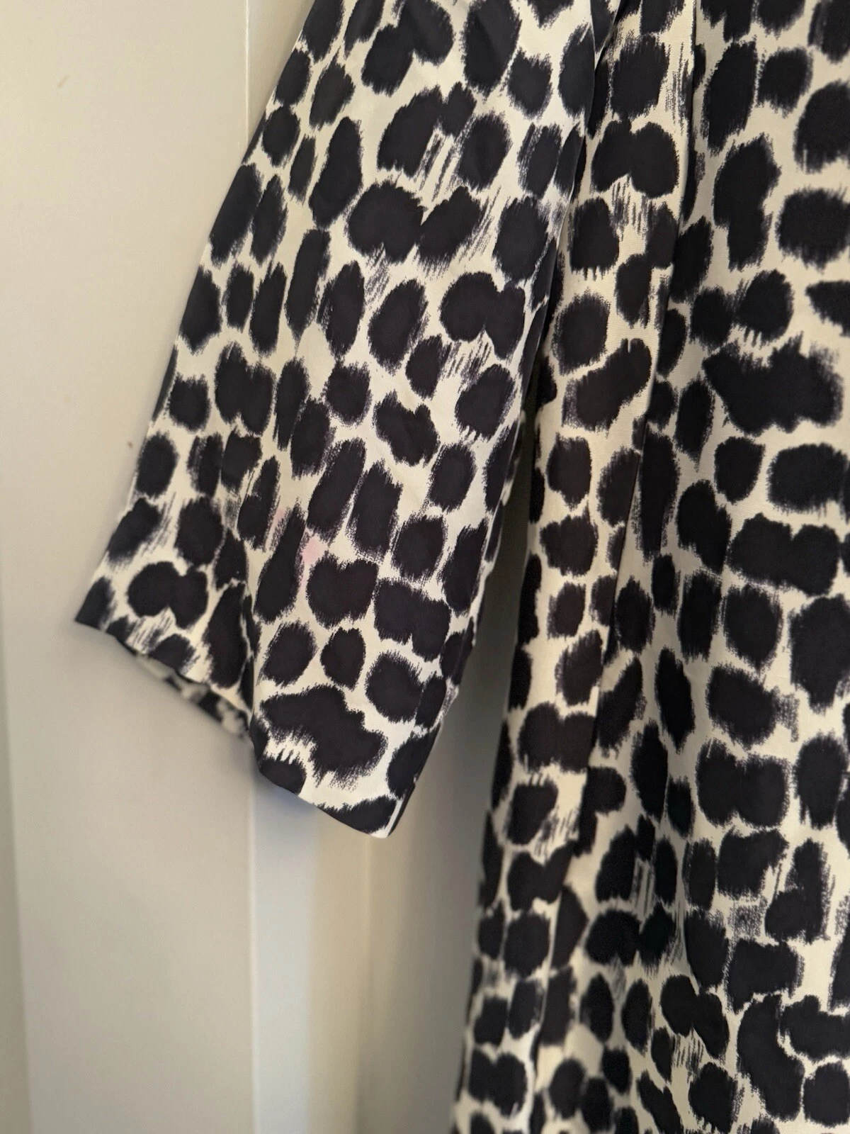 Abito donna Kate Spade nero leopardato manica 3 4 seta tubino taglia 6