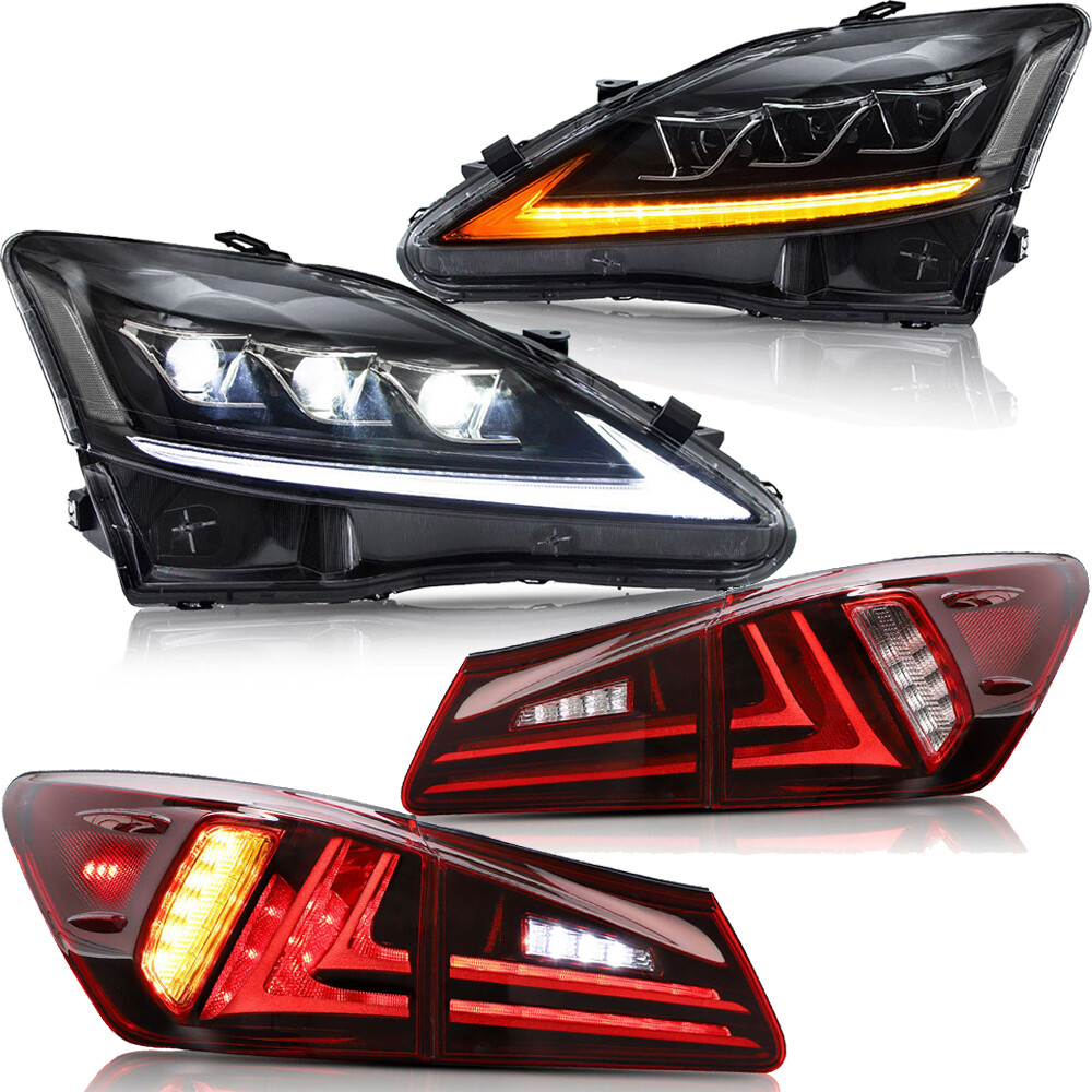VLAND 2006-2014 Lexus IS250 IS350 ISF Headlights w/ DRL+Tail