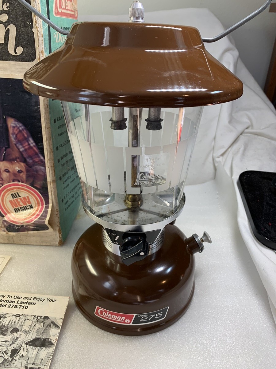 Vintage 1978 Coleman Model 275 Dual Mantle Brown Camping Lantern