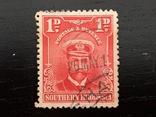 SOUTHERN RHODESIA ZIMBABWE 1924 KING GEORGE V 1D SCARLET RED - FINE USED