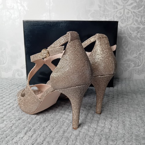 Zapatos de tacón Miss Kg kurt geiger Natty dorado/rosa talla UK 7 EU 40 NUEVOS EN CAJA - Imagen 3 de 10