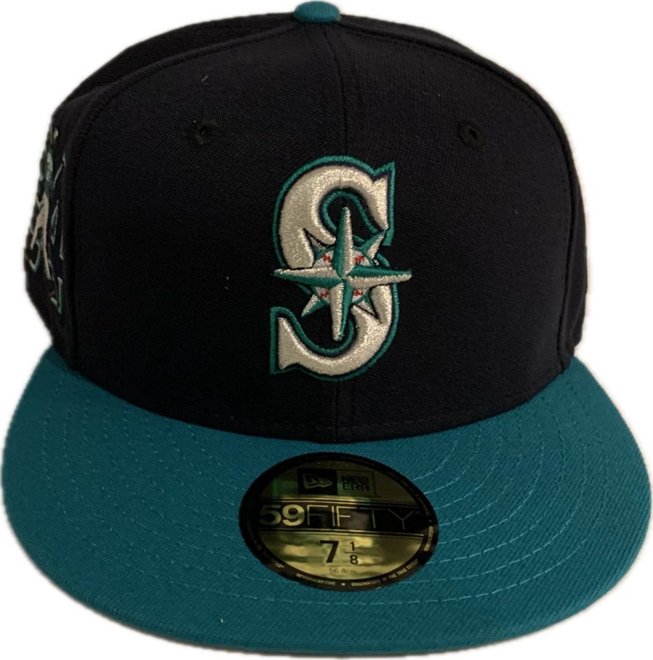 Men's Seattle Mariners New Era Ken Griffey Jr. Side Patch Navy Green Fitted Hat - Image 2 of 4