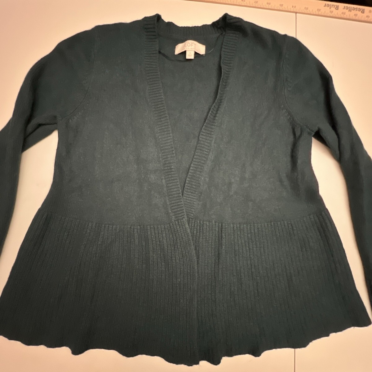 Ann Taylor LOFT Cardigan Sweater Women's Med Open Front Wool Blend