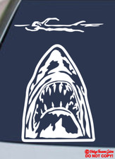 JAWS Vinyl Decal Sticker Car Rear Window Wall Bumper GREAT WHITE SHARK MOVIE JDM