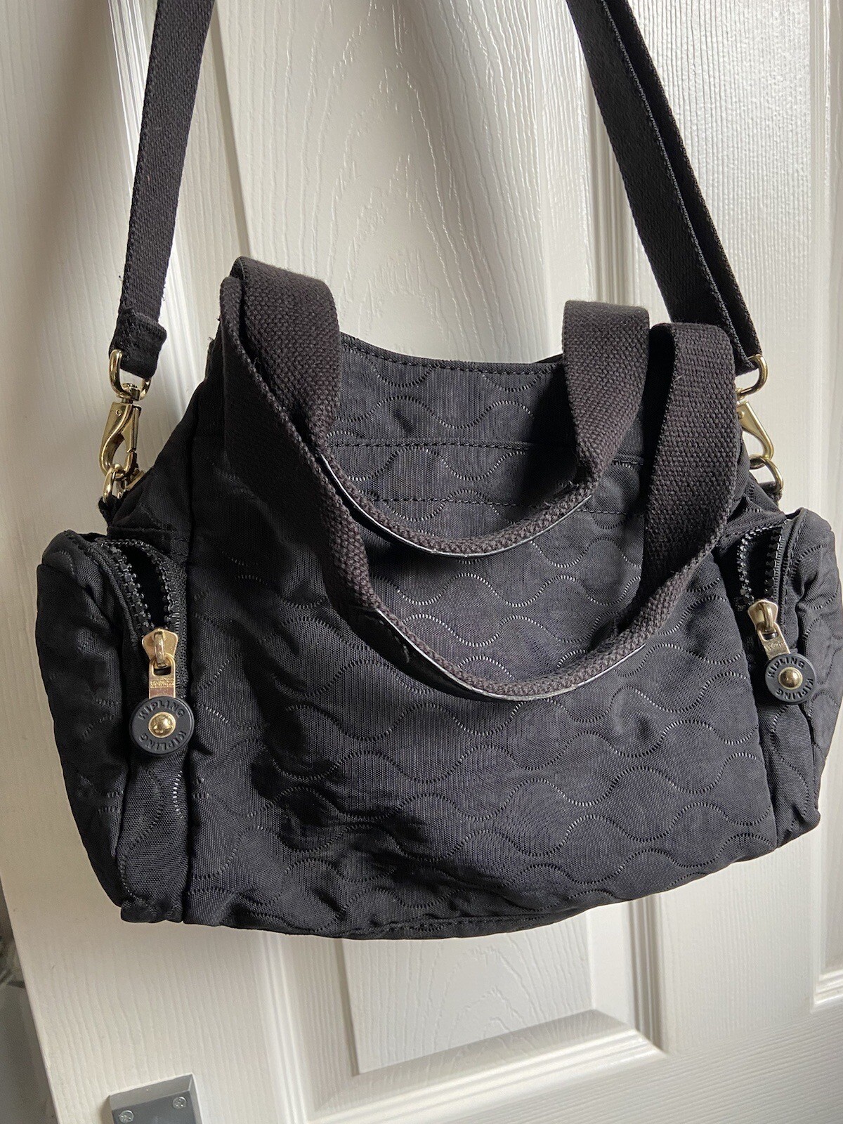 Kipling Black Quilted Fairfax Bag eBay