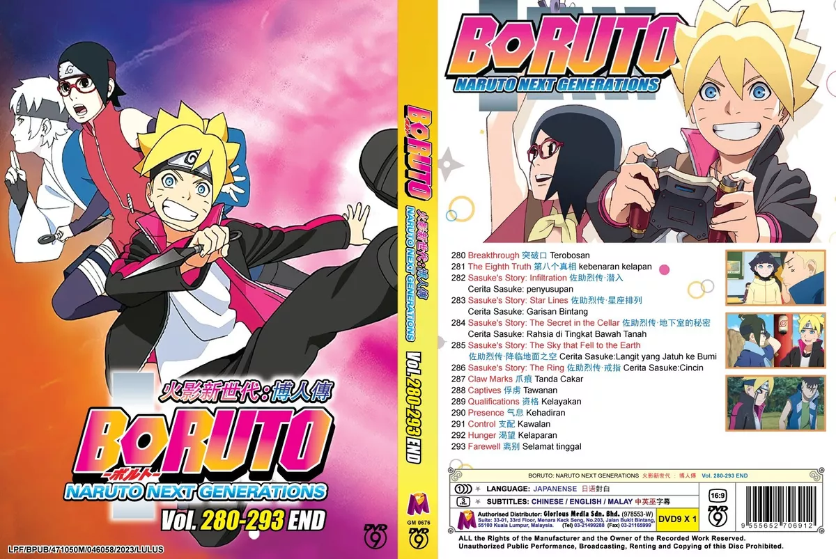 Dvds Boruto Naruto Next Generation atualizado no último episódio lançado