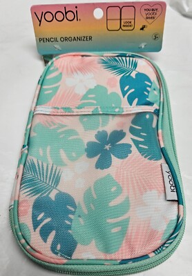 New Yoobi Pencil Organizer Zipper Personal Pouch Case Pockets Tropical Palm Tree