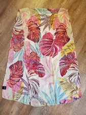 Semi Sheer purple aqua pink magenta green yellow leaves, ferns scarf NEW