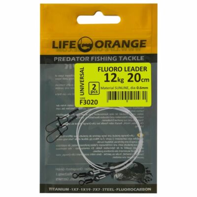 2 x Fluoro Raubfisch Vorfach Life-ORANGE Universal Predator Hecht Leader SUNLINE