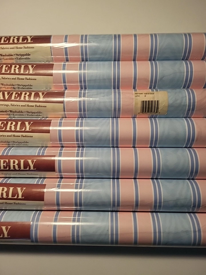 Waverly Classic синие/розовые обои 7 двойных рулонов предварительно наклеенные 60 SF в рулоне новые из старых запасов - Изображение 4 из 4