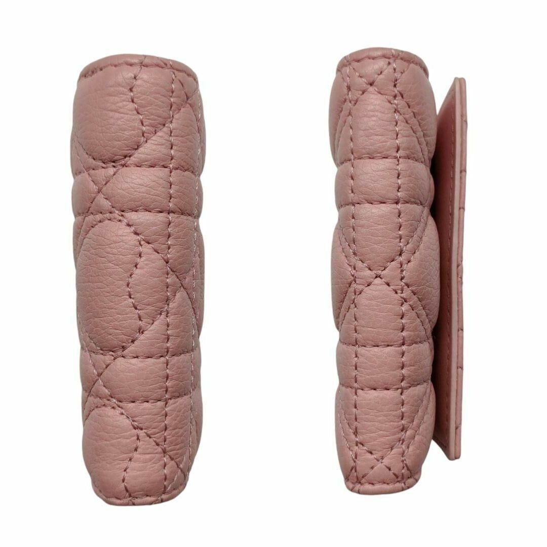Dior Caro Hibiscus Cannage Compact Wallet Heart Pink Leather