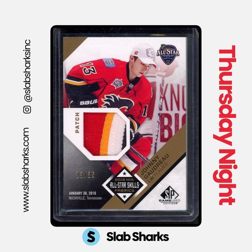 2016 UD SP GAME USED #AS-JG JOHNNY GAUDREAU ALL-STAR SKILLS FABRICS PATCH /35
