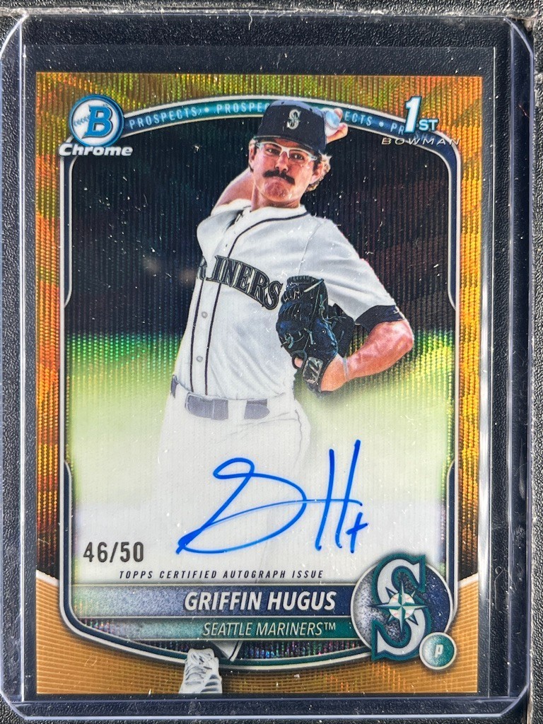 2025 Bowman Draft Chrome Baseball Griffin Hugus Gold Wave 1st Refractor Auto /50