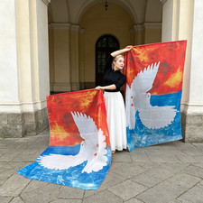 US Praise Worship Flags Chiffon Dance Flag Semicircle Angel Wing Church Banners