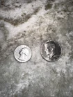 1964 Washington Silver Quarter And 1981 Kennedy Half Dollar 2 Coins