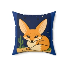 Cute Fennec Fox Pillow | Desert Decor Night Square Pillow