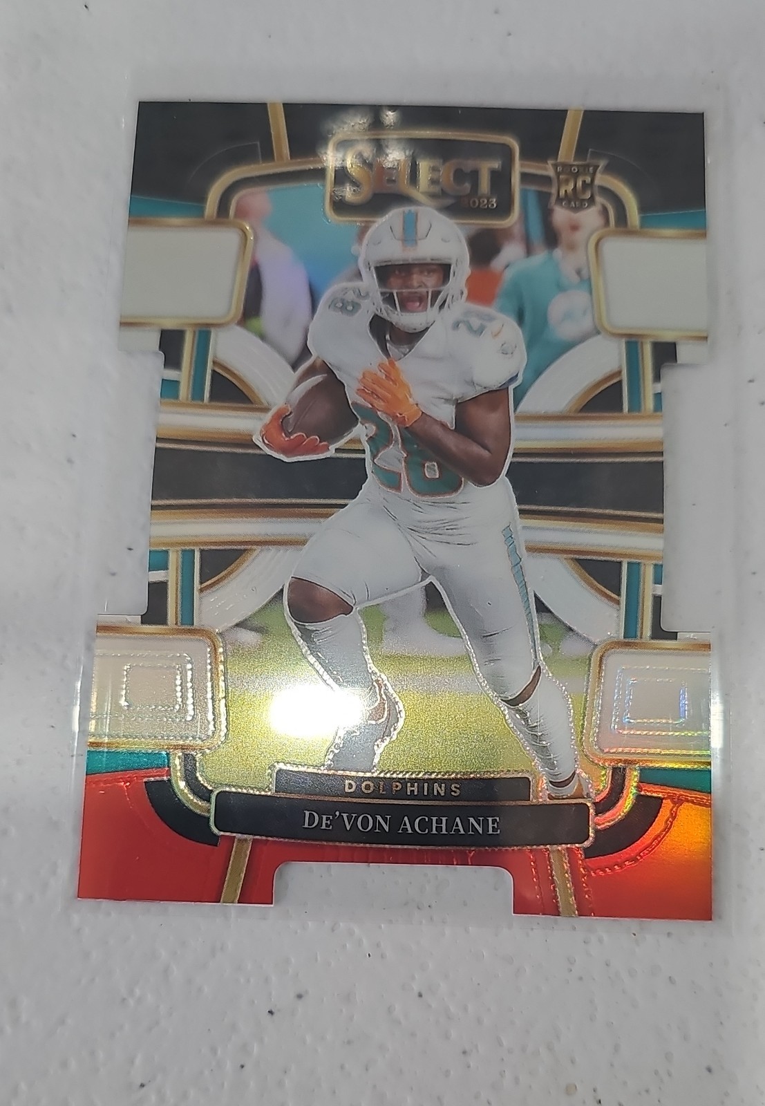 2023 Panini Select - Concourse De'Von Achane #63 Black & Red Prizm Die-Cut (RC)