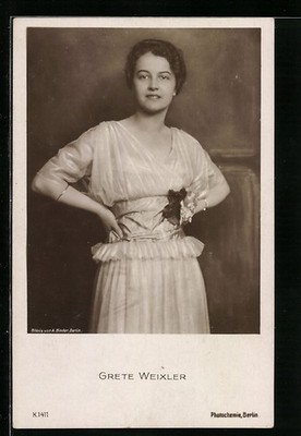 Actress Grete Weixler in Silk Dress, Postcard 
