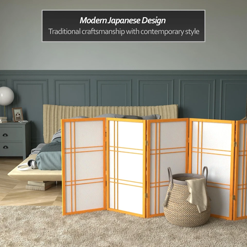 3 ft. Short Double Cross Shoji Screen - Honey - 6 Panels 6 Panel - Image 2 of 4