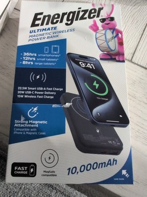 Energizer 10,000 mAh Ultimate Magnetic Wireless Fast Charge Power Bank OPEN BOX