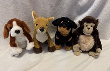 Lot of 4 Vintage Ganz Webkinz Plush Toys Beagle, Deer, Rottweiler  Monkey Rare