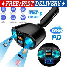 Dual USB Car Cigarette Lighter Socket Splitter Power Adapter Charger Outlet 12V