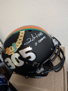 Clinton Portis Signed Miami Hurricanes Football Helmet “2001 Champs” BAS Auth