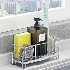 Kitchen Countertop Sponge Holder, SUS 304 Stainless Steel Dish SoapOrganizer,...