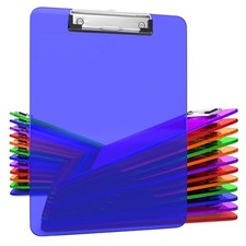 25 Transparent Colored Clipboards Bulk for Classroom Office Plastic Clipboard