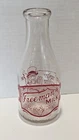 Vtg. Freeman's Milk One Quart Glass Milk Bottle "Milk The Nation  Builder"