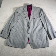 Loro Piana Summertime Move Blazer Mens 46L Gray Pinstripe Purple Jacket Wool