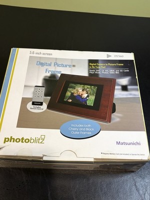 Photoblitz Digital Picture Frame PF5e 5.6 Inch Cherry 128 MB Card NEW Open Box