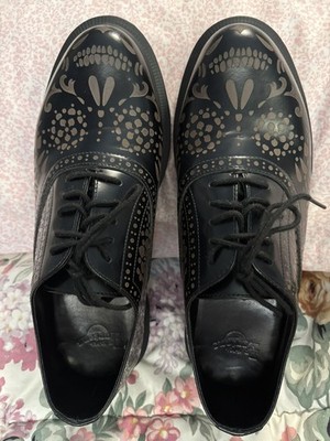 Dr Martens Kensington Aila Black  Sugar Skull Floral Oxfords Leather Shoes 39