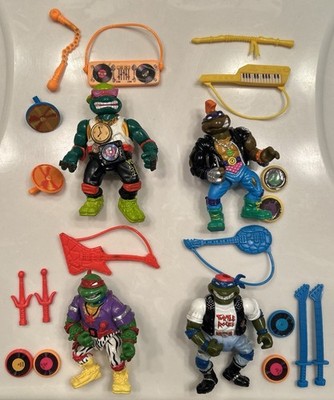 Vintage TMNT Rock N' Rollin' Turtles Lot 4 Teenage Mutant Ninja Turtles Complete