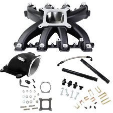 Ls3 L92 Efi Rectangle Port Intake Manifold 300-136 W Elbow Fuel Rail Kit Black