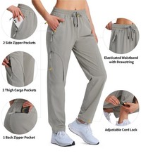 Women s Tan Quick Dry Lightweight Water Resistant Draw String Hiking Pants Med