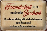 Schild Blech 30X20Cm - Made In Germany - Spruch Freundschaft Ist Ein Metall Deko