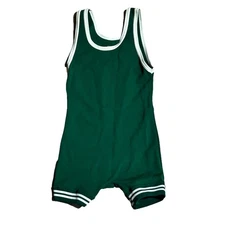 Vintage Matman Wrestling Singlet Green White - Youth Medium