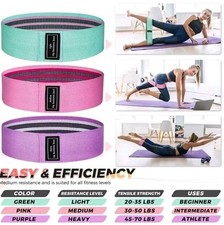 Fitness Hip Resistance Bands Elastic for Glute Training Light Medium Heavy 3pk