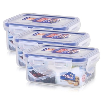 Lock&Lock HPL805 Vorratsdose 180ml - Luft und Wasserdicht - rechteckig (3er Pac