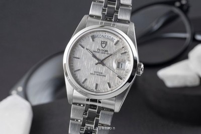 Tudor Prince Date Day Linen Dial Edelstahl Automatik Herren Ref. 76200