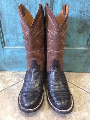   8 D Tony Lama CAIMAN BELLY CUT Exotic Boots Dark Chocolate Brown TL5253