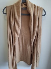 IN Cashmere Womens Open Long Vest Size Small In Camel